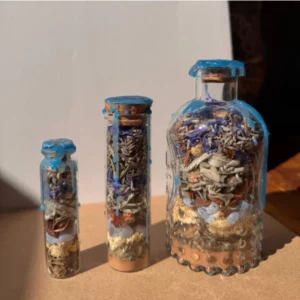 3 spelljars sérénité 1 petite 1 moyenne 1 grande sur fond beige