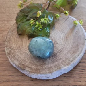 pierre roulée labradorite 20 à 40 mm de diamètre. sur rondelle de bois